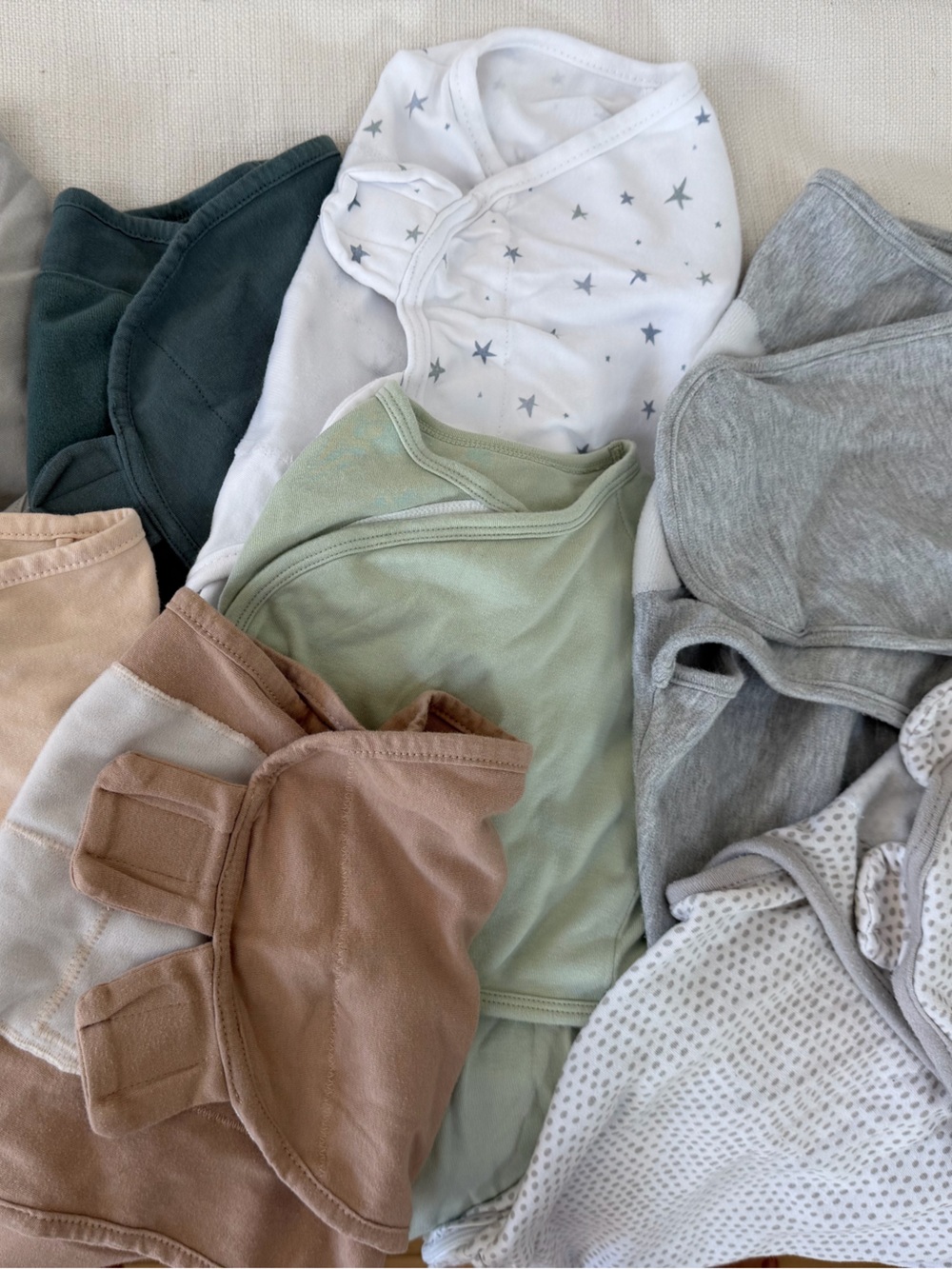 Neutral Baby Swaddle Bundle Lot - Greens, Grays, Creams, White